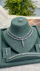 Paris Luxury Layered Bridal Necklace Set, Double Layer Crystal Wedding Jewelry, Teardrop Pendant Necklace, Elegant Bridesmaid Gift