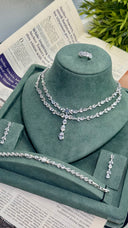 Paris Luxury Layered Bridal Necklace Set, Double Layer Crystal Wedding Jewelry, Teardrop Pendant Necklace, Elegant Bridesmaid Gift