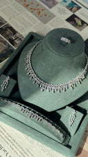 Luxury wedding jewelry set including crystal necklace earrings bracelet and ring