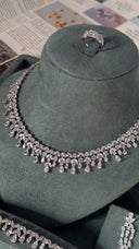 Front view of elegant bridal necklace with luxury zirconia finish