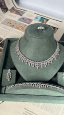 Complete bridal jewelry set including ring necklace earrings in luxury style