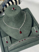 Bridal teardrop necklace jewelry set with elegant zircon stones