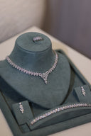 Bridal zircon necklace with floral design and elegant drop center detail for wedding