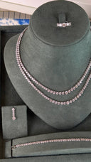 Side angle of double layer bridal necklace showing layered sparkle effect