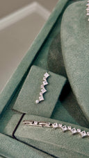 Elegant diamond look wedding jewelry set for bride with princess cut stones and luxury finish