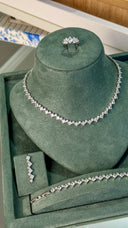Luxury princess cut bridal jewelry set with Swarovski zirconia necklace earrings bracelet ring for elegant wedding bride