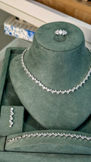 Luxury wedding necklace set with diamond look princess cut zirconia stones for modern bride