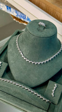 Modern bridal jewelry design with geometric princess cut stones for luxury wedding style