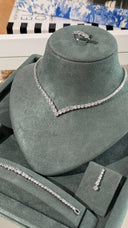 Aviola crystal tennis bridal necklace set with minimal luxury style