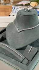 Aviola elegant tennis bridal jewelry set with V shape necklace and delicate sparkle