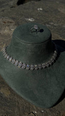 Aviola crystal bridal choker necklace close up with modern luxury design