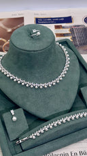 Bridal wedding jewelry set with pearl necklace zircon stones with matching bracelet earrings and ring