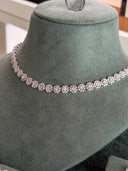 Full bridal jewelry set including necklace earrings bracelet and ring displayed together