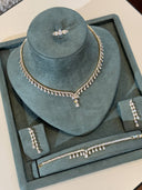 Velin Bridal Wedding Jewelry Set Teardrop Necklace Earrings Bracelet Ring Elegant Bridal Jewelry Set