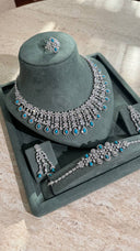 Aviola bridal turquoise zircon necklace jewelry set with bold luxury design