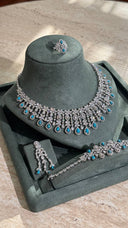 Aviola luxury bridal turquoise zircon jewelry set for statement wedding look
