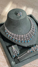 Aviola wedding turquoise zircon necklace and earrings set with elegant shine