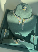 Bridal earrings with yellow crystal drops and zircon stones
