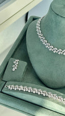 Florence Bridal Jewelry Set – Silver Tone Wedding Necklace & Earrings