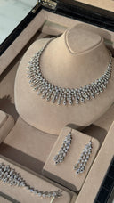 wedding necklace close up showing sparkling zirconia stones
