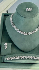 Florence Bridal Jewelry Set – Silver Tone Wedding Necklace & Earrings