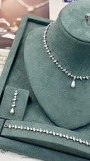 Bridal wedding jewelry set with pearl drop necklace earrings bracelet and ring