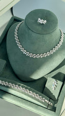 Florence Bridal Jewelry Set – Silver Tone Wedding Necklace & Earrings