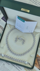 Florence Bridal Jewelry Set – Silver Tone Wedding Necklace & Earrings