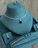 bridal navy blue drop necklace crystal wedding jewelry luxury bride
