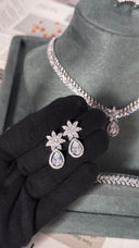 Elara Bridal Wedding Jewelry Set Oval Drop Necklace Earrings Bracelet Luxury Zirconia Set