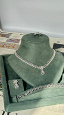 Elara Bridal Wedding Jewelry Set Oval Drop Necklace Earrings Bracelet Luxury Zirconia Set