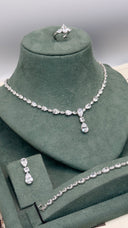 Full bridal jewelry set styled for elegant wedding appearance