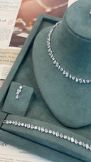 Bridal wedding jewelry set elegant green display luxury bride look