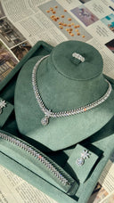 Elara Bridal Wedding Jewelry Set Oval Drop Necklace Earrings Bracelet Luxury Zirconia Set
