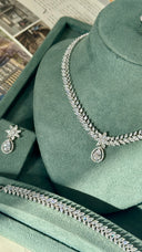 Elara Bridal Wedding Jewelry Set Oval Drop Necklace Earrings Bracelet Luxury Zirconia Set