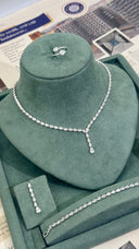 Elegant cannes teardrop crystal bridal jewelry set with necklace earrings bracelet and ring