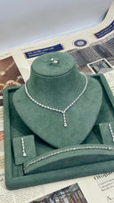 Cannes teardrop crystal bridal jewelry flatlay