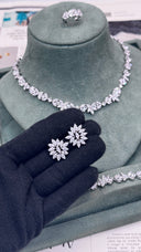 Celestara Swarovski zirconia bridal jewelry set necklace and bracelet detail