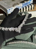 Bridal floral necklace jewelry set with elegant zircon sparkle