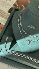 Clear zircon double layer marquise tennis necklace with pear cut drops matching earring bracelet and ring