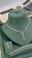 Elegant lugano crystal y necklace bridal jewelry set with earrings bracelet and ring