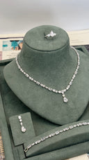 Lunara Drop bridal jewelry set with pear cut zircon stones