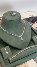 Lunara Drop bridal jewelry set with pear cut zircon stones