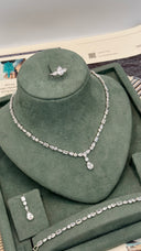 Lunara Drop zircon necklace angled view rhodium plated