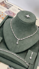 Lunara Drop pear cut zircon bridal necklace front view