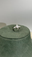 Close up of Lunara Drop pear cut zircon ring