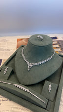 bridal leaf necklace crystal detail close up wedding jewelry sparkle