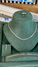 Close up Valencia Swarovski bridal necklace minimal wedding jewelry detail