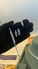 bridal crystal ring leaf design elegant wedding jewelry on hand