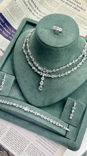 Paris Luxury Layered Bridal Necklace Set, Double Layer Crystal Wedding Jewelry, Teardrop Pendant Necklace, Elegant Bridesmaid Gift